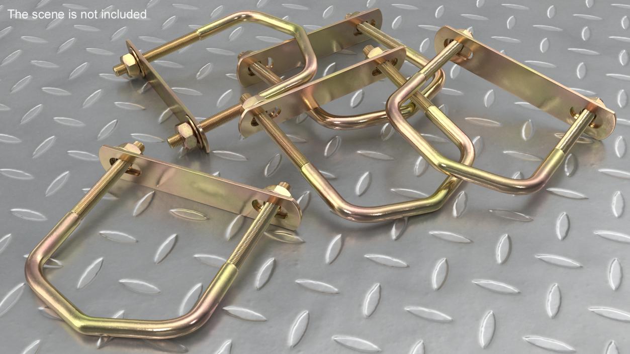 Triangular U-Bolts Bracket Brass 3D