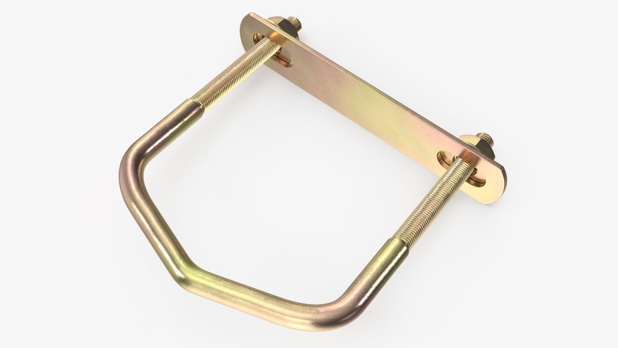 Triangular U-Bolts Bracket Brass 3D