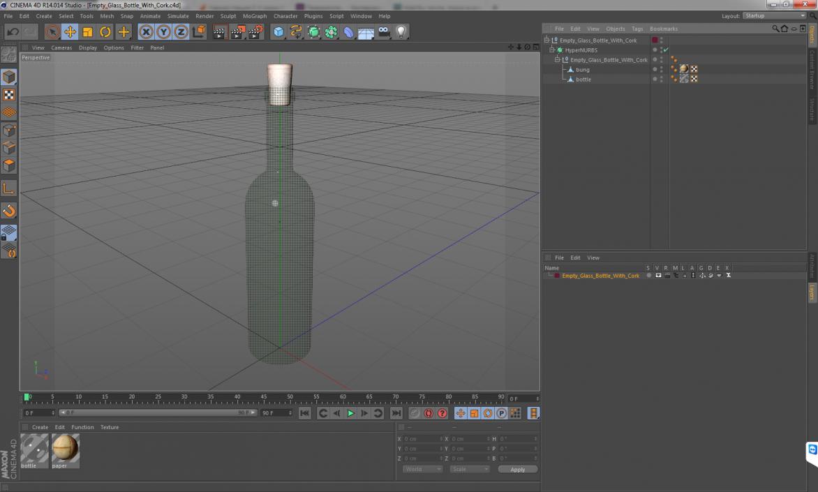 3D Empty Glass Bottle With Cork model