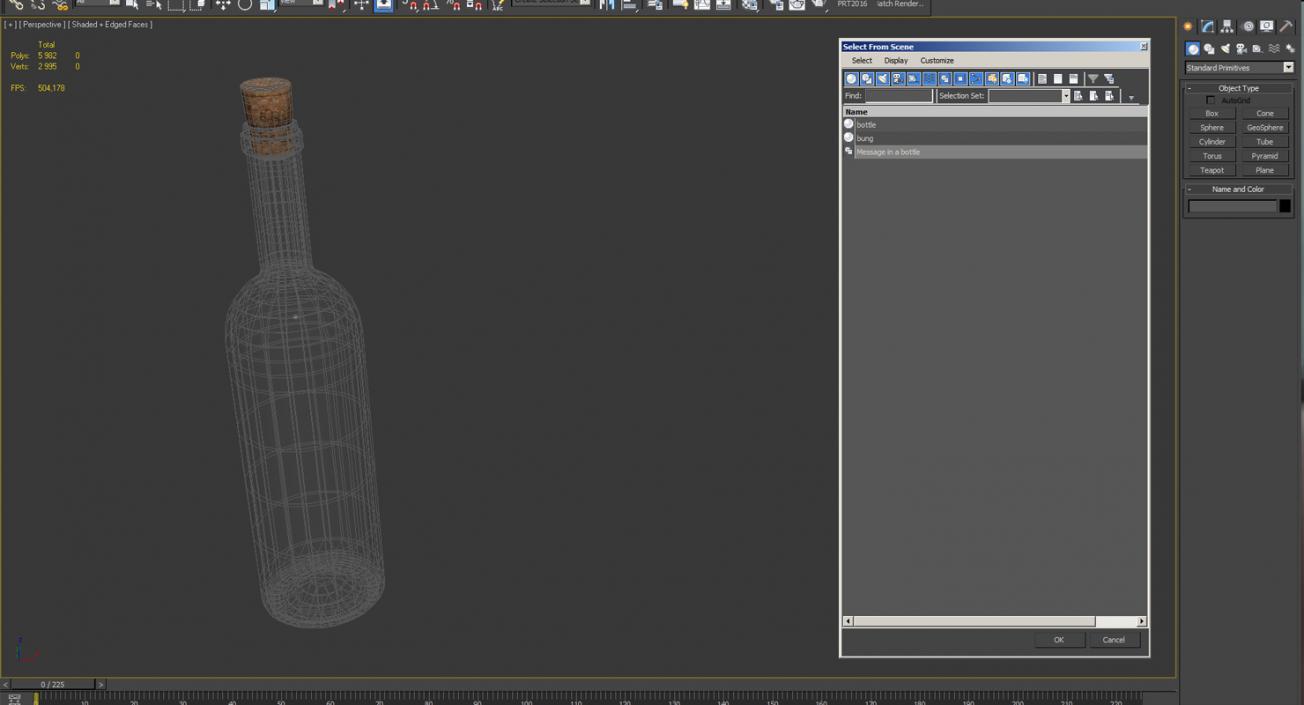 3D Empty Glass Bottle With Cork model