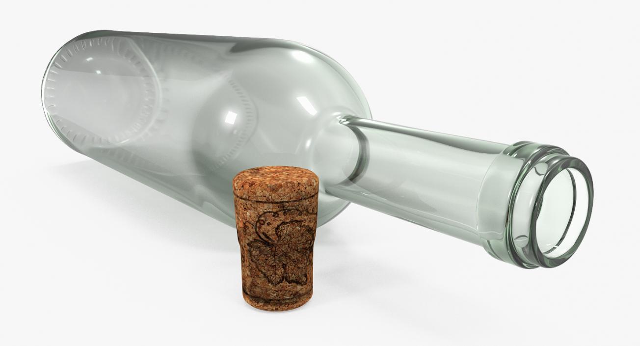 3D Empty Glass Bottle With Cork model