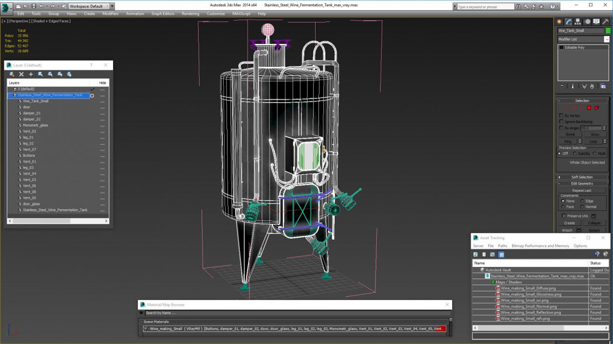 3D Stainless Steel Wine Fermentation Tank model