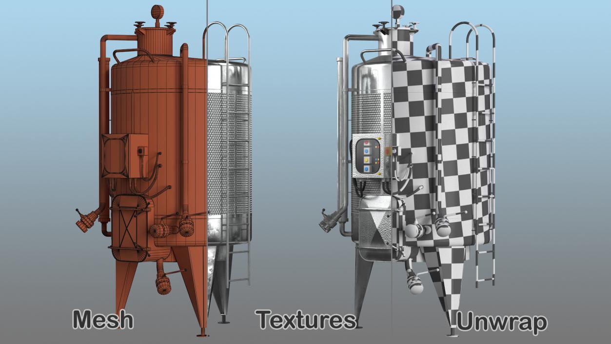 3D Stainless Steel Wine Fermentation Tank model