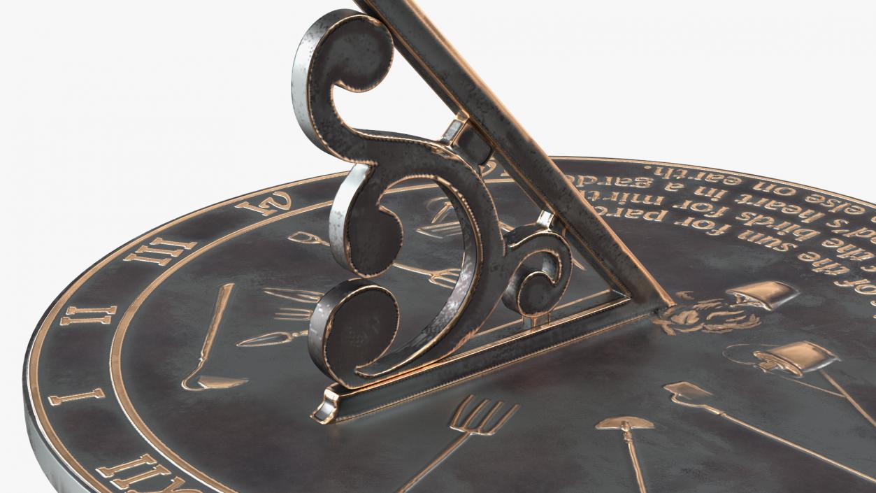 3D Solid Brass Sundial on Pedestal