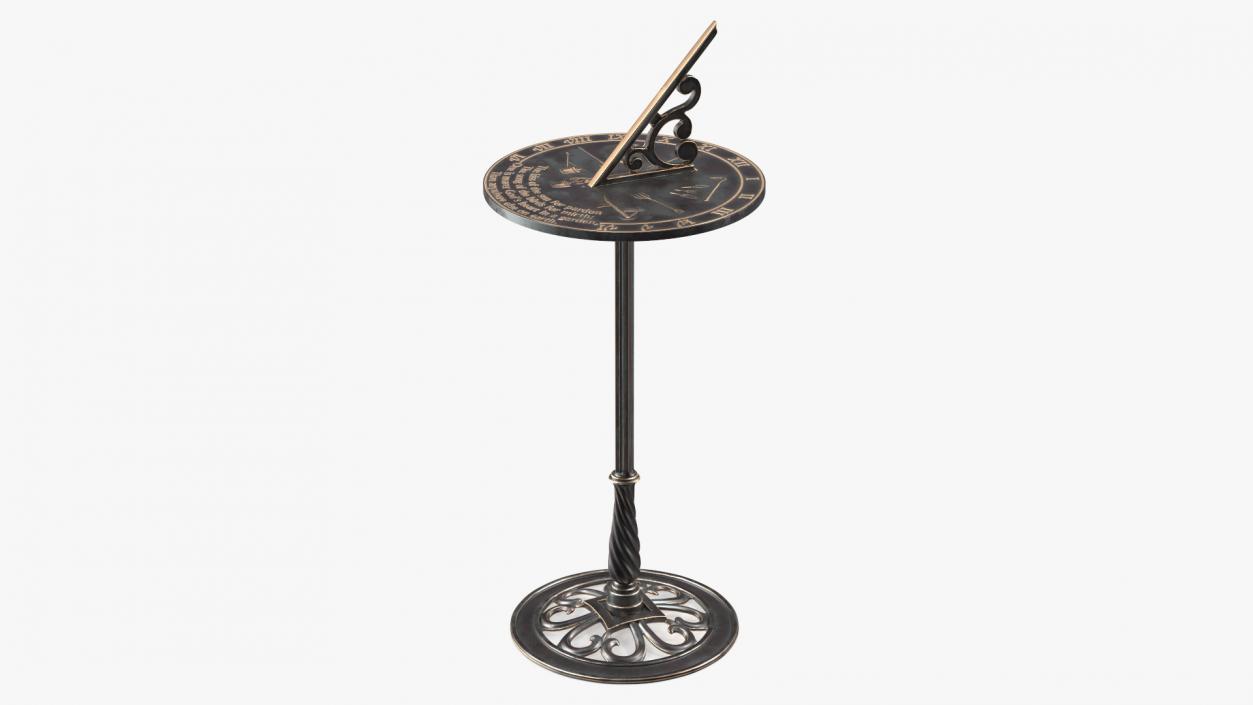 3D Solid Brass Sundial on Pedestal