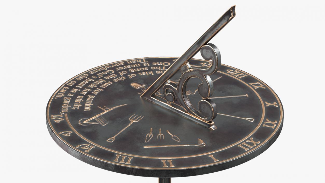 3D Solid Brass Sundial on Pedestal