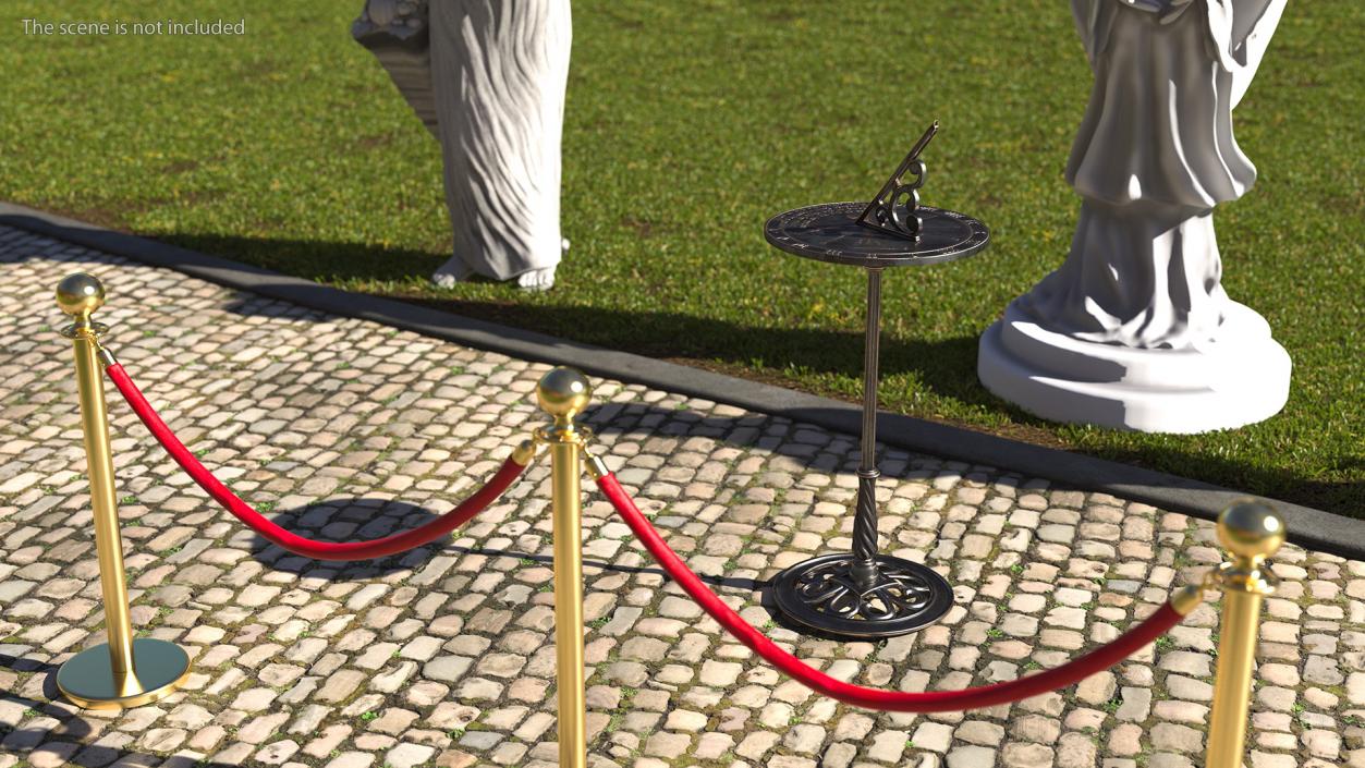 3D Solid Brass Sundial on Pedestal