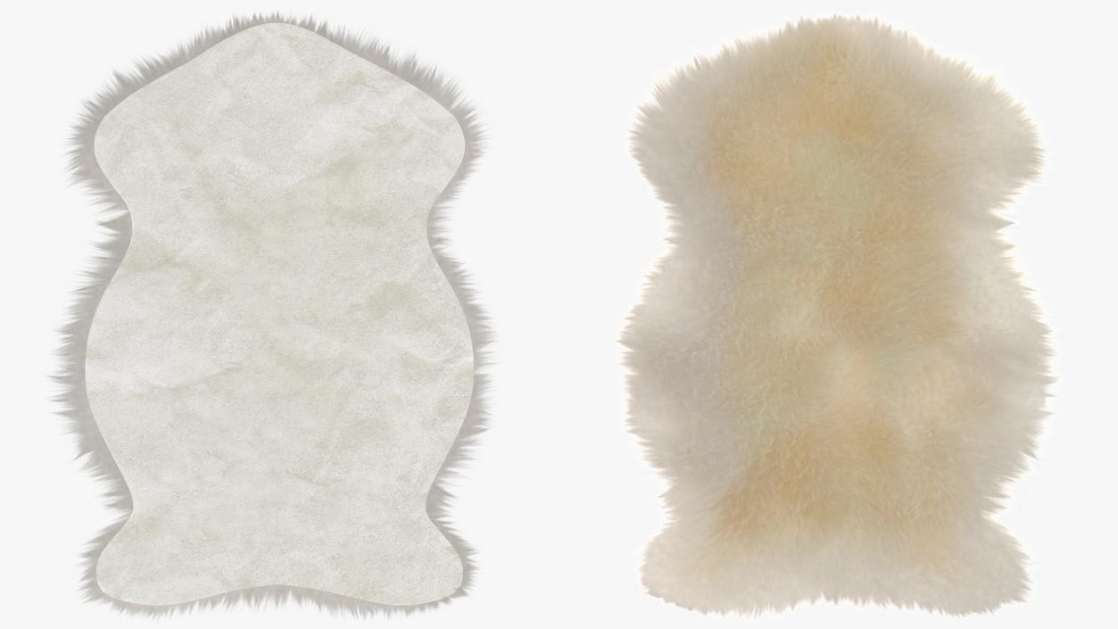 3D Natural Sheepskin Rug Cream Fur