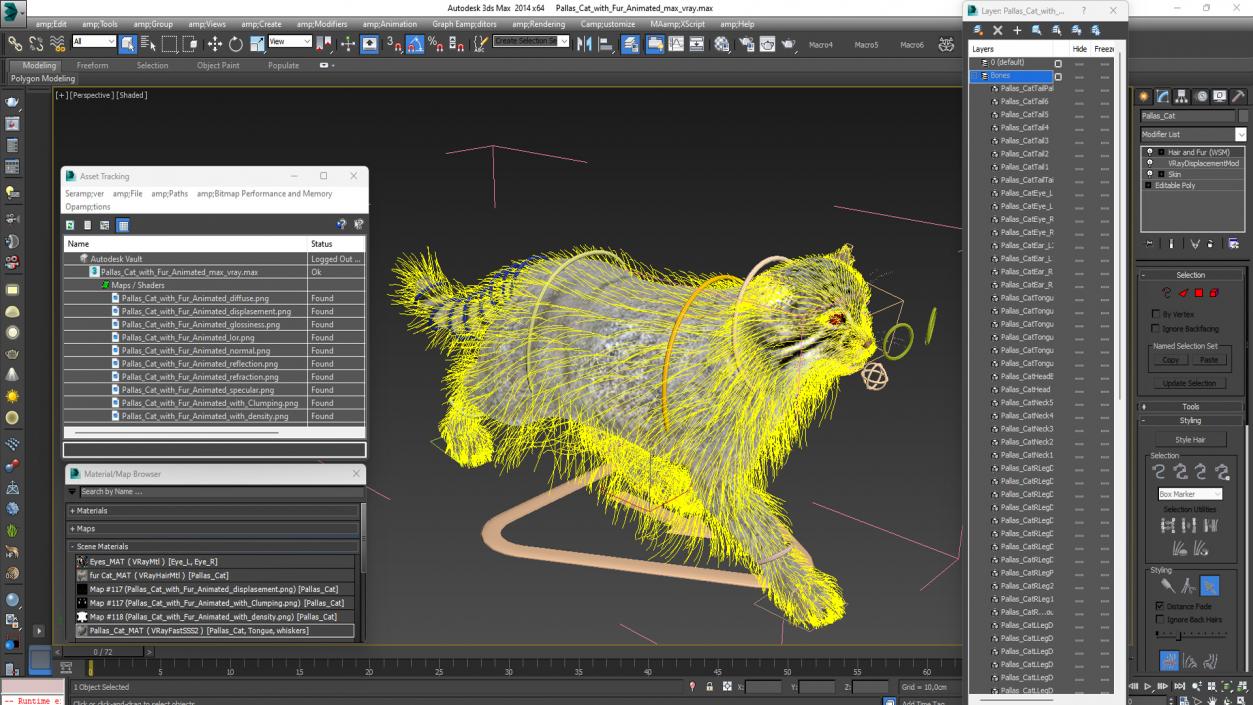 3D Pallas Cat with Fur Animated model