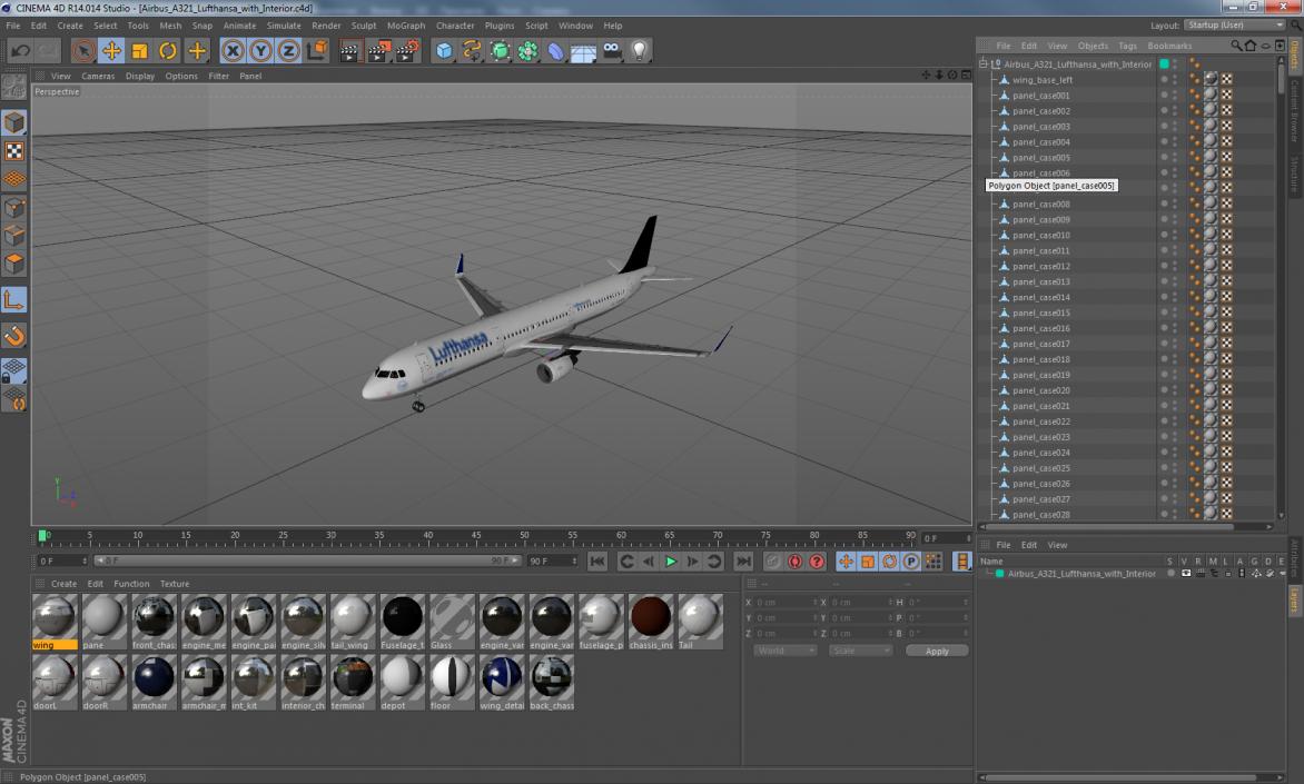 3D model Airbus A321 Lufthansa with Interior