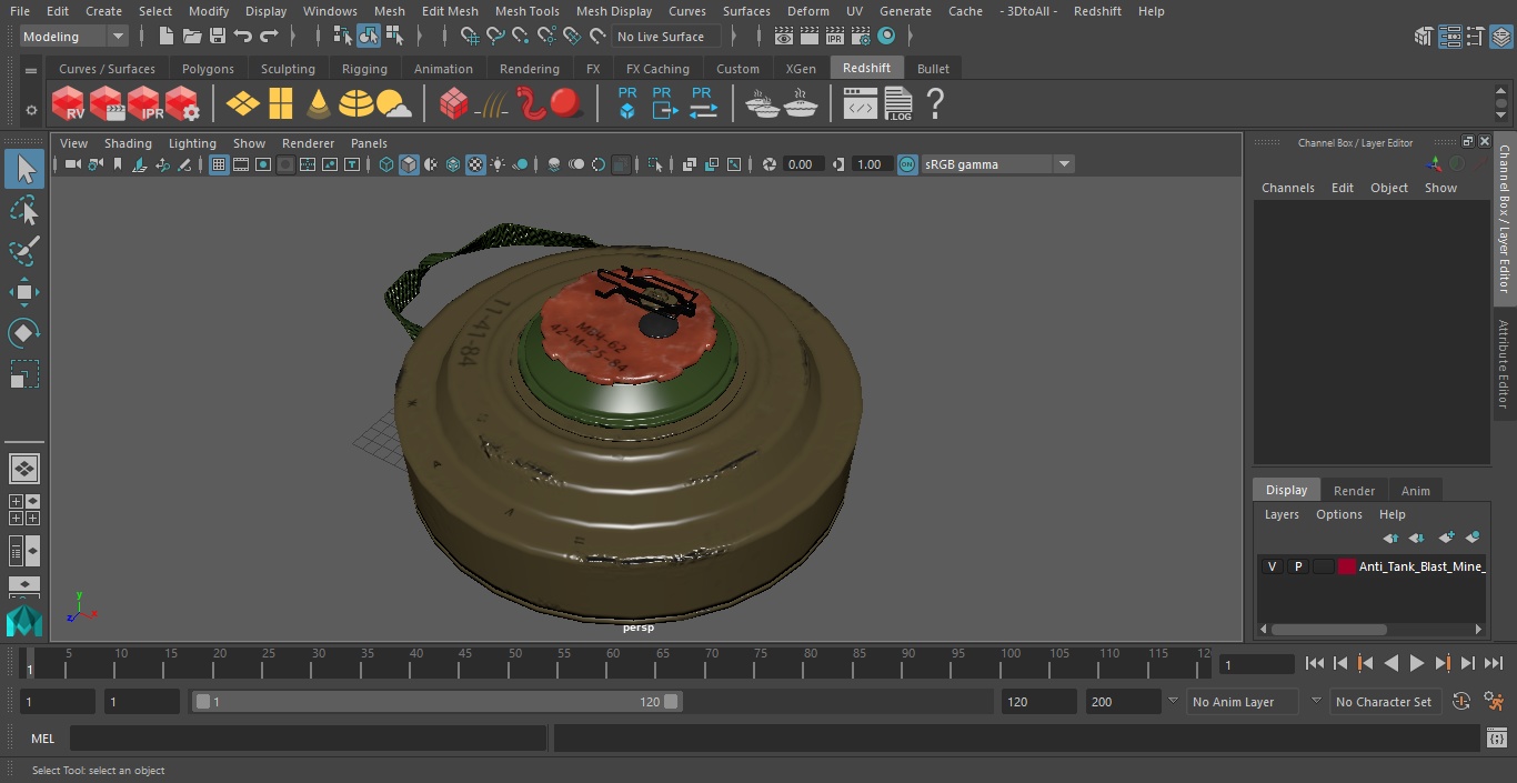 3D model Anti Tank Blast Mine TM-62 Old