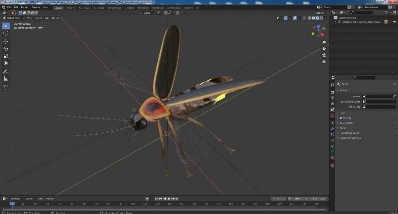 Eastern Firefly Glowing Basic Pose 3D model