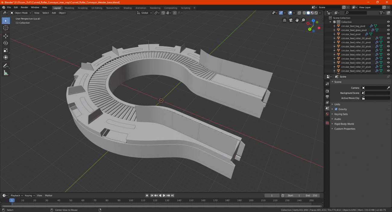 Curved Roller Conveyor 3D