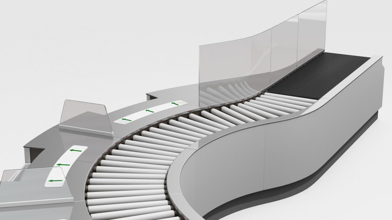 Curved Roller Conveyor 3D