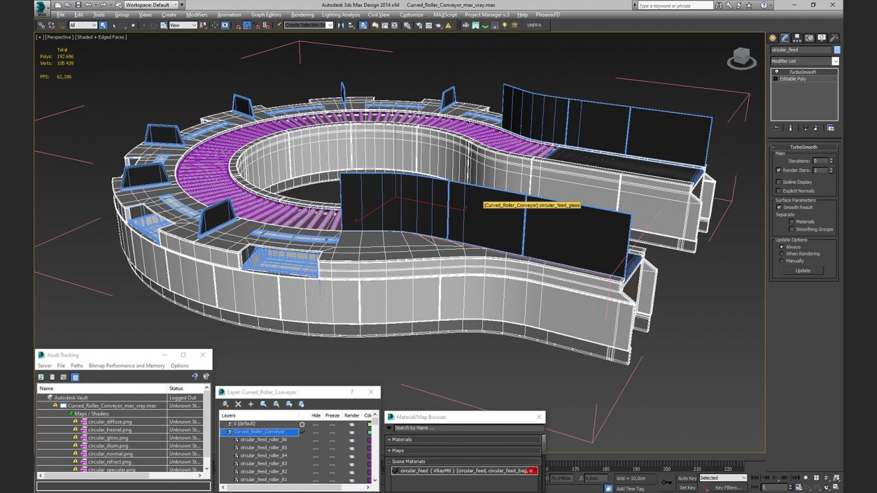 Curved Roller Conveyor 3D