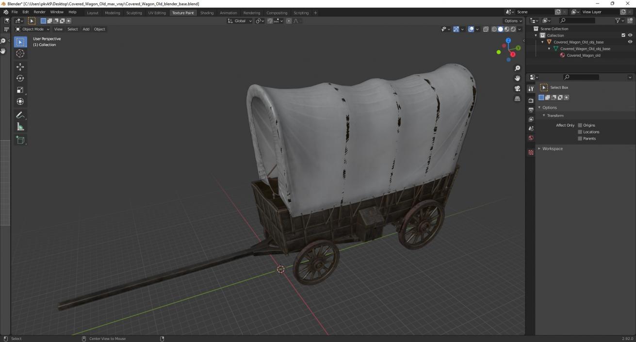 Covered Wagon Old 3D