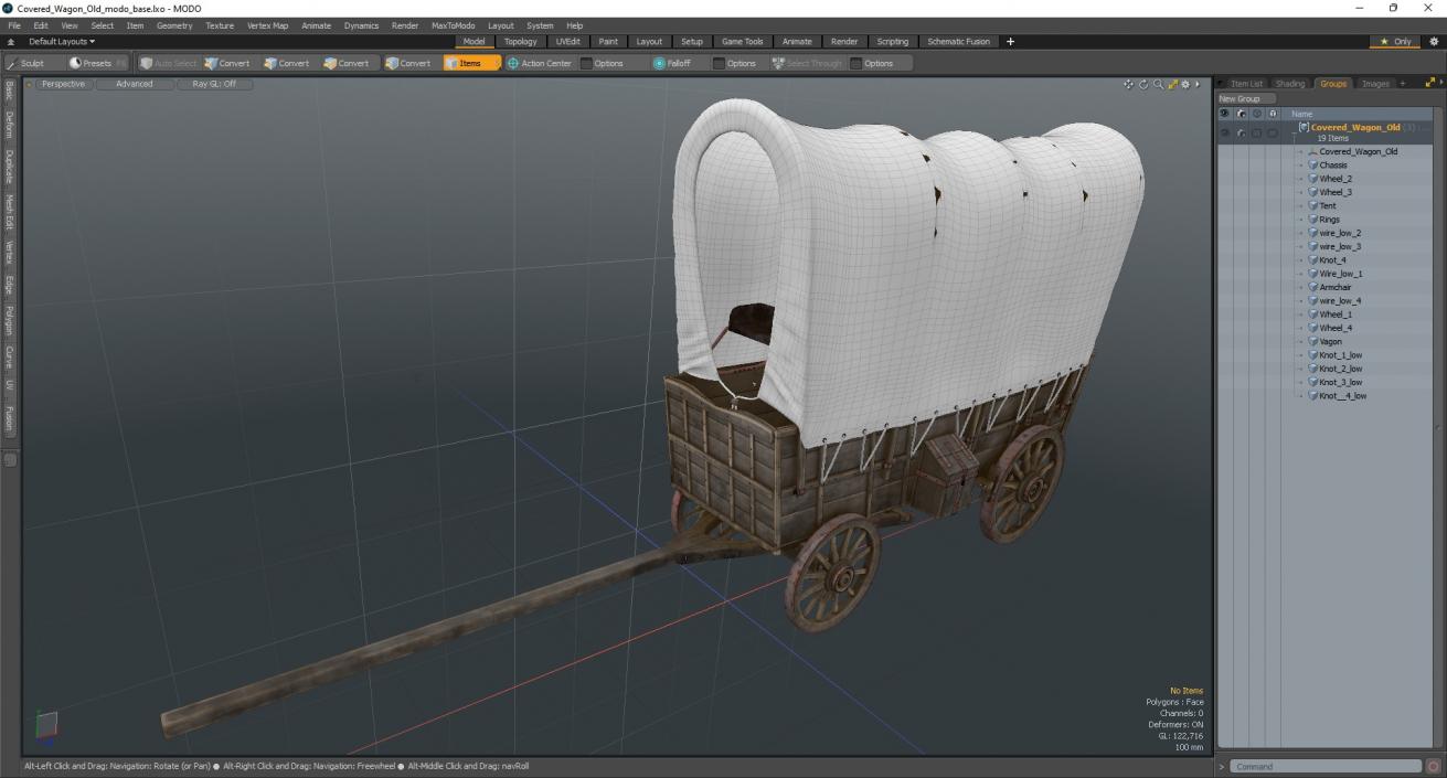 Covered Wagon Old 3D