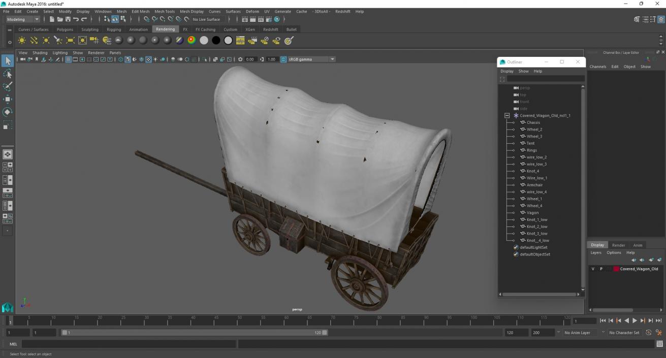 Covered Wagon Old 3D