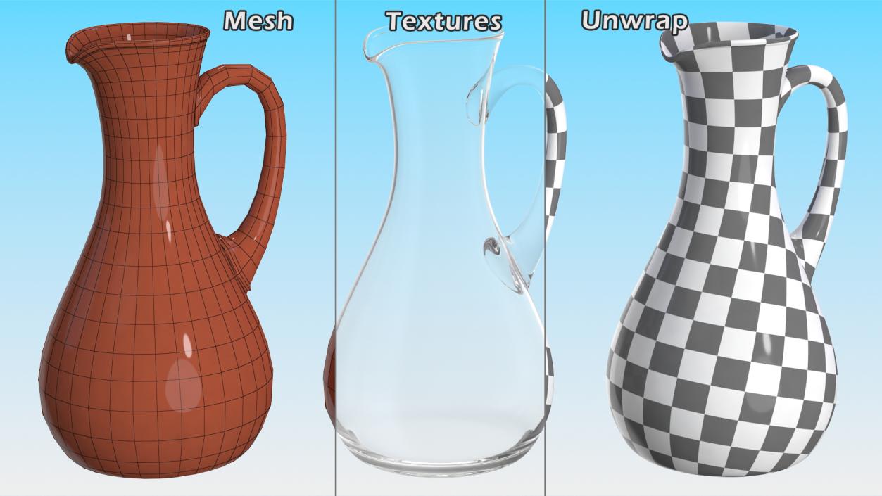 3D Glass Jug Narrow Neck