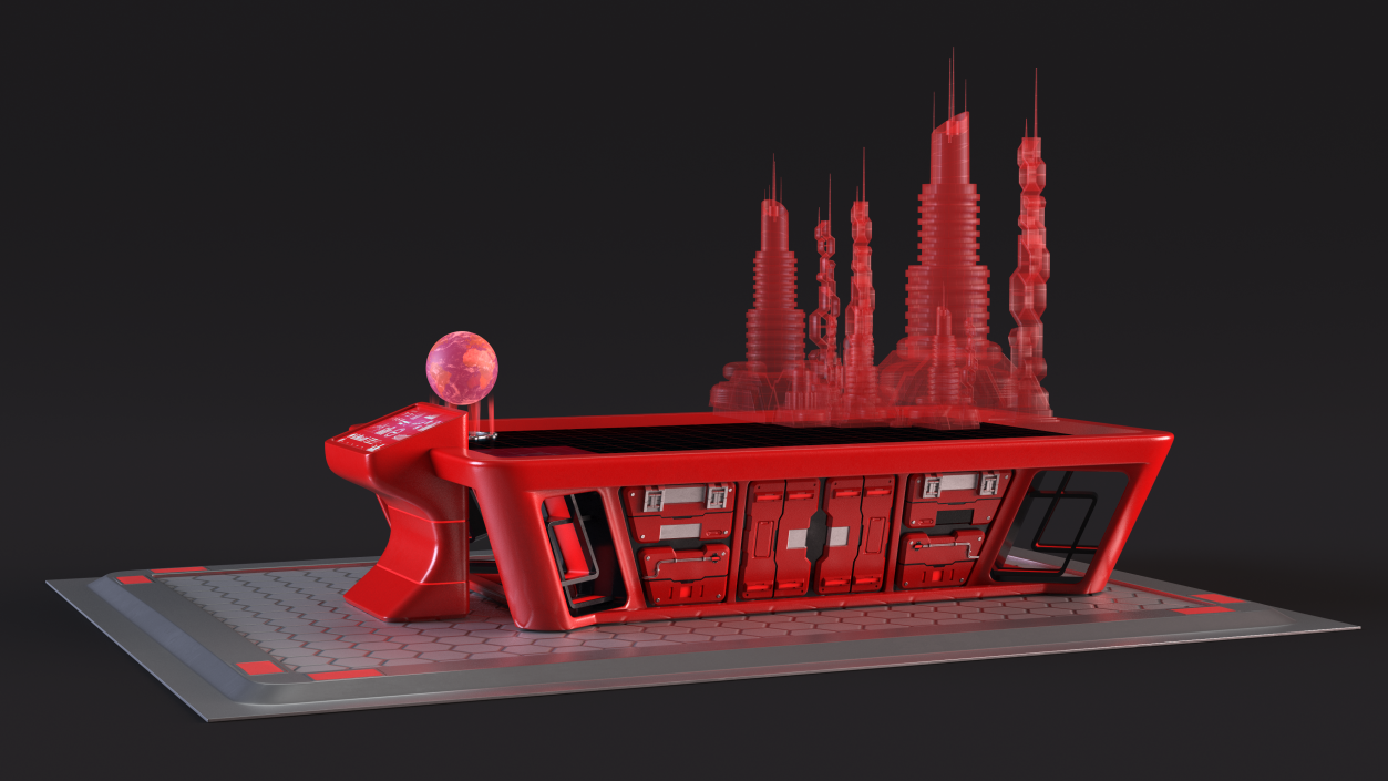 3D model Futuristic Table Red