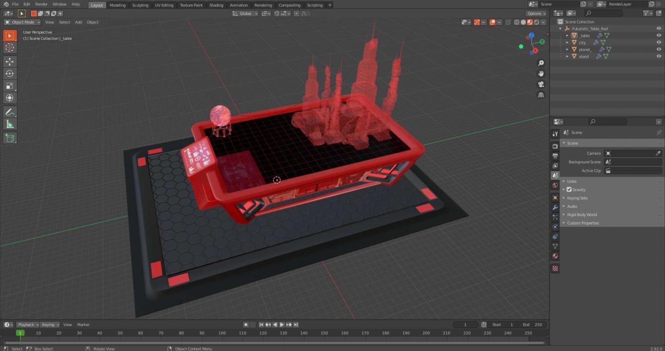 3D model Futuristic Table Red