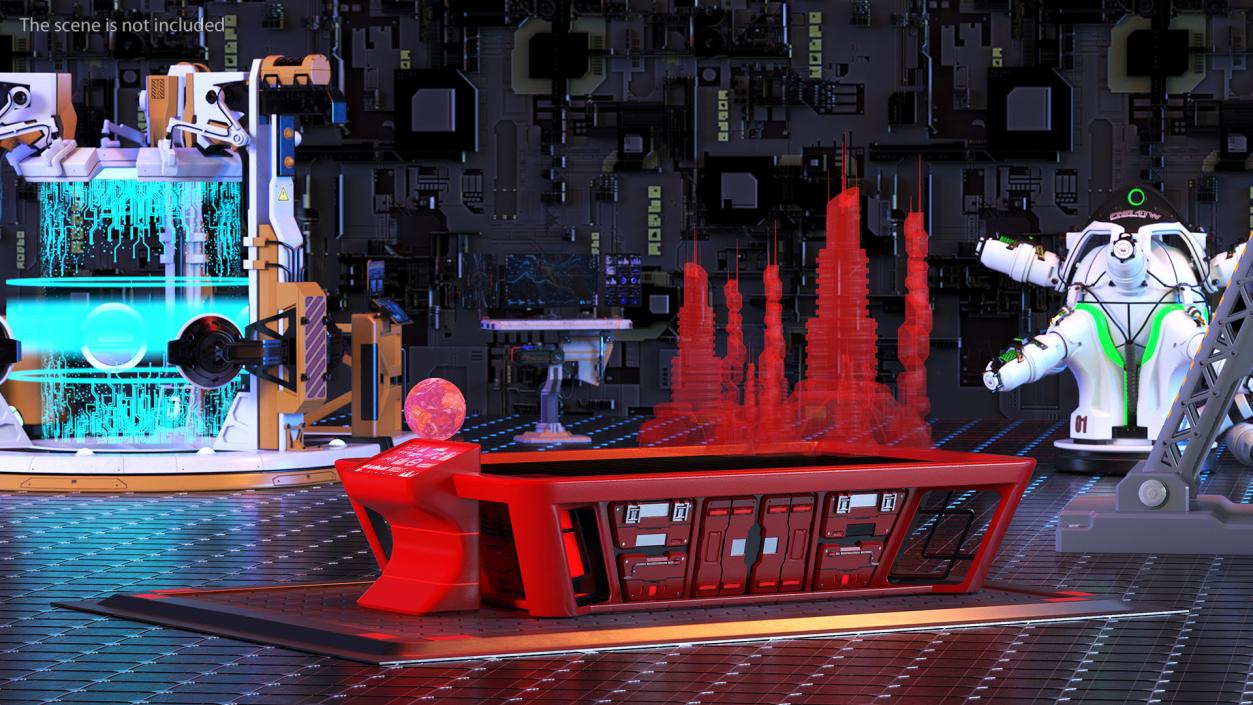 3D model Futuristic Table Red