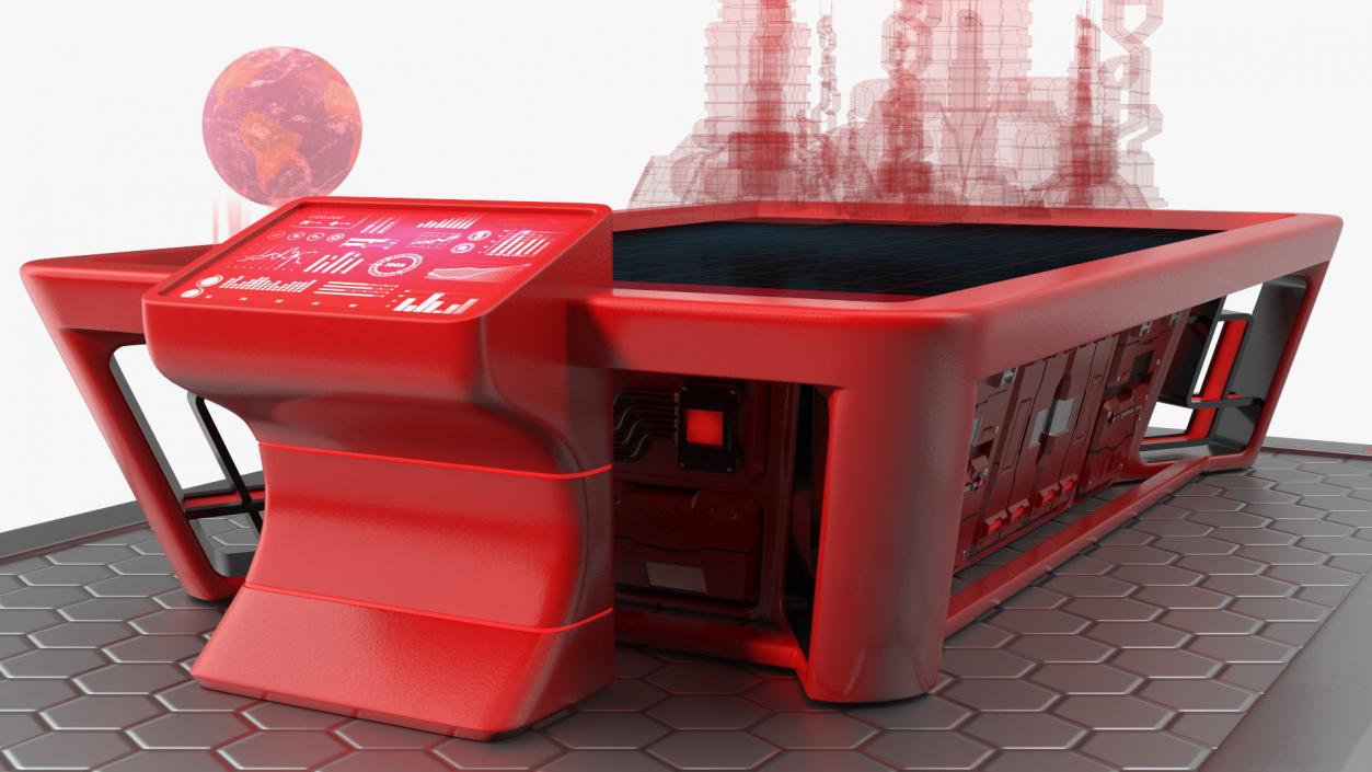 3D model Futuristic Table Red