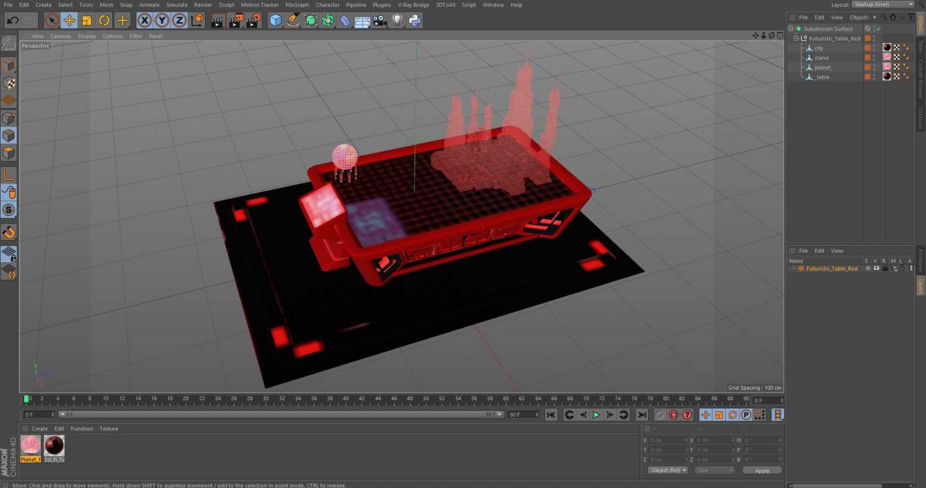 3D model Futuristic Table Red