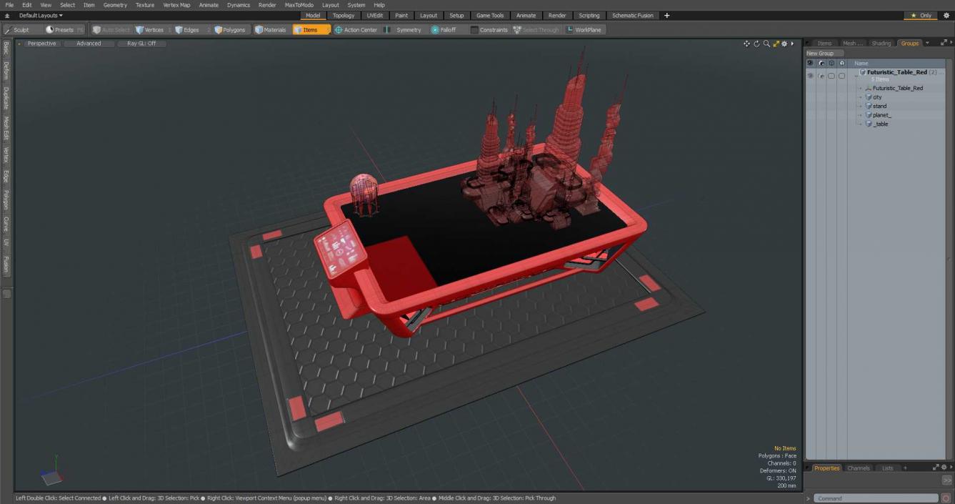 3D model Futuristic Table Red