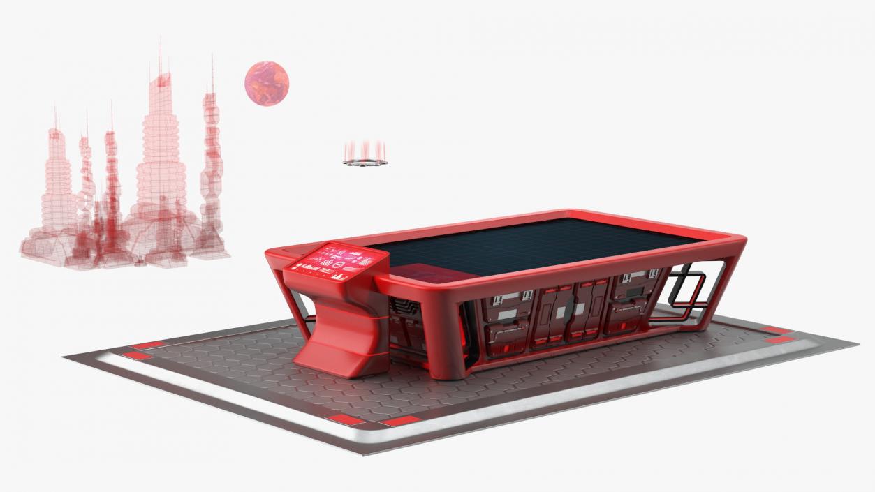 3D model Futuristic Table Red