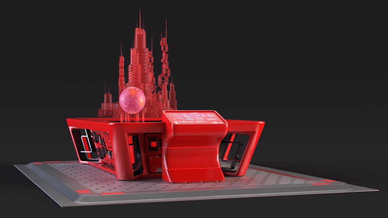 3D model Futuristic Table Red