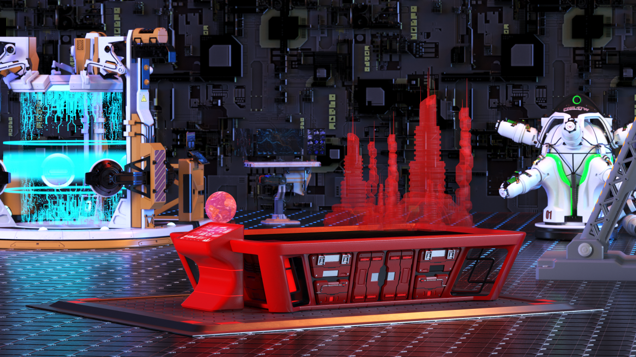 3D model Futuristic Table Red