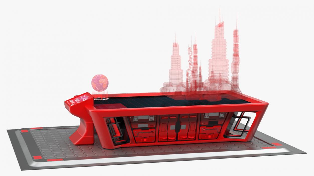 3D model Futuristic Table Red