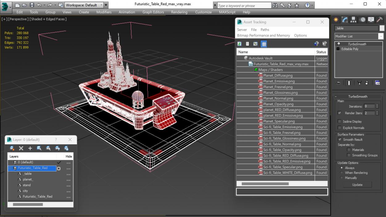 3D model Futuristic Table Red