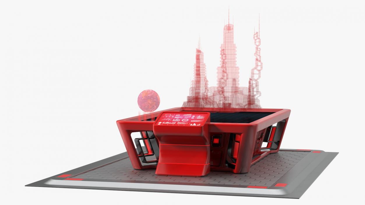 3D model Futuristic Table Red