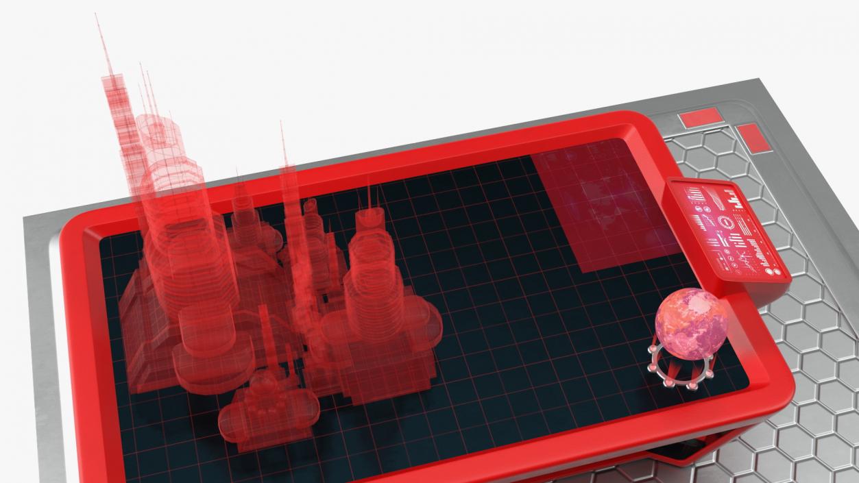 3D model Futuristic Table Red