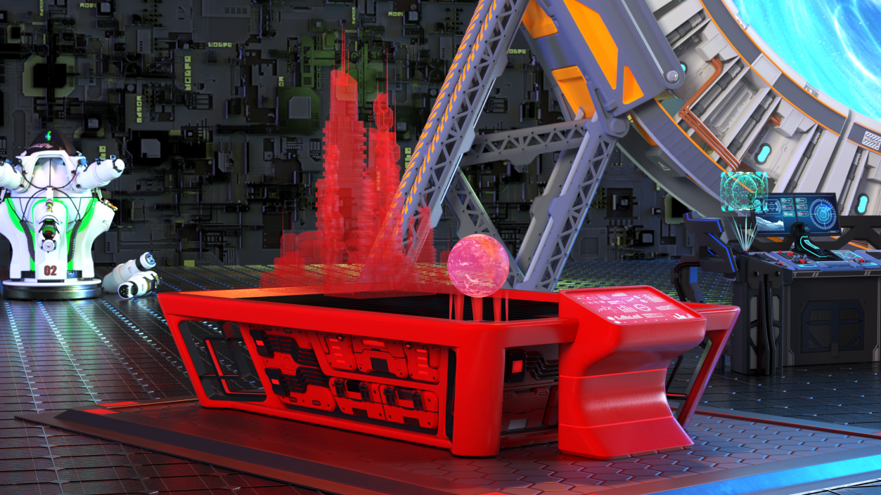 3D model Futuristic Table Red