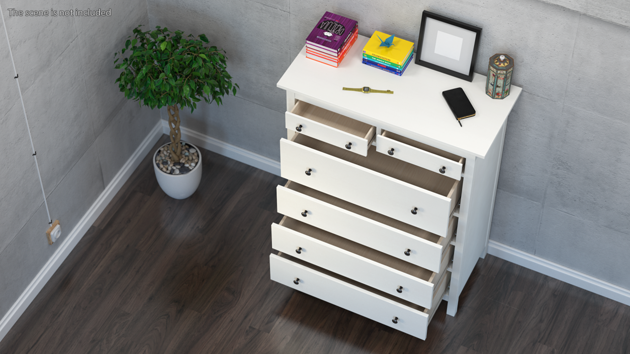 White Hemnes 6 Drawer Ikea Chest 3D