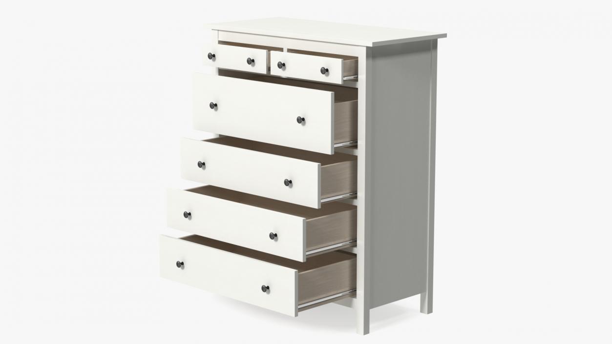 White Hemnes 6 Drawer Ikea Chest 3D