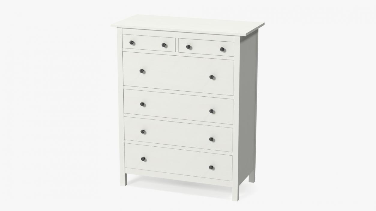 White Hemnes 6 Drawer Ikea Chest 3D