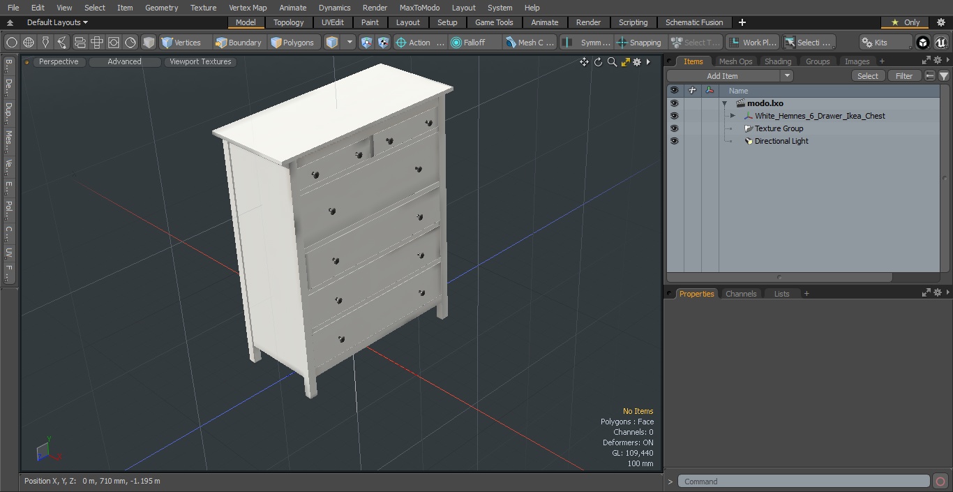 White Hemnes 6 Drawer Ikea Chest 3D