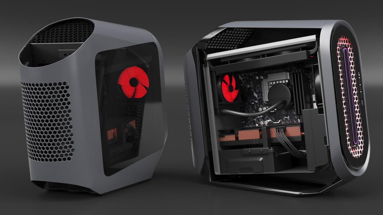 Liquid Cooled Gaming Desktop Red 3D