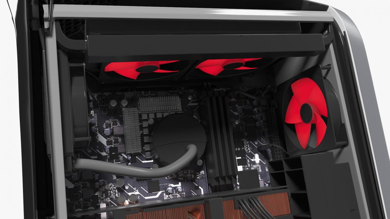 Liquid Cooled Gaming Desktop Red 3D