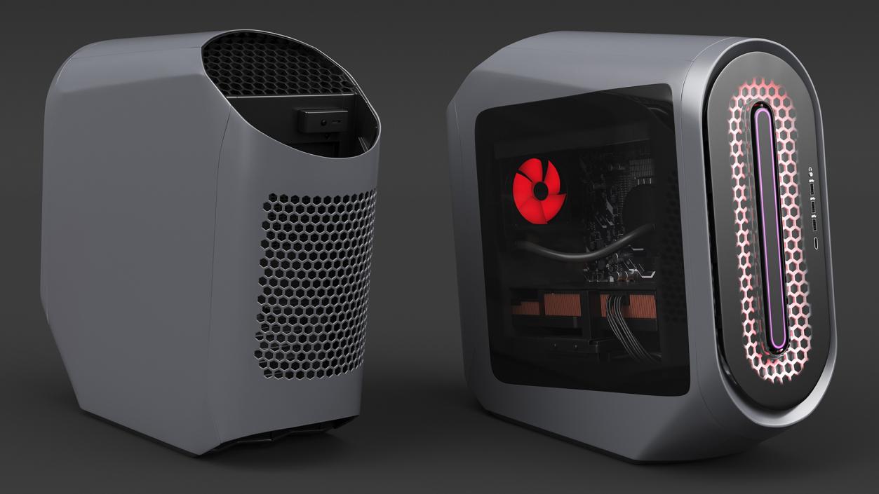 Liquid Cooled Gaming Desktop Red 3D