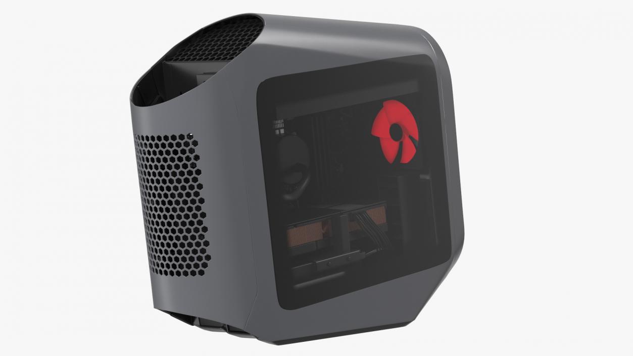 Liquid Cooled Gaming Desktop Red 3D