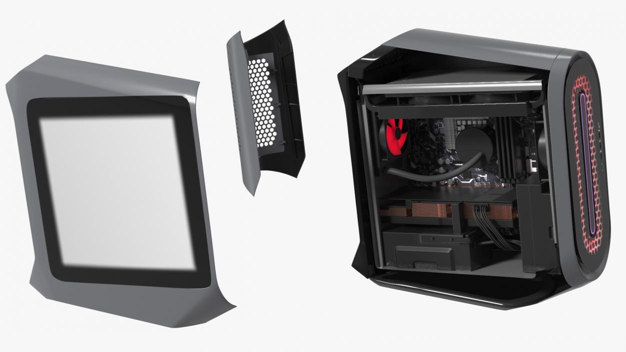 Liquid Cooled Gaming Desktop Red 3D