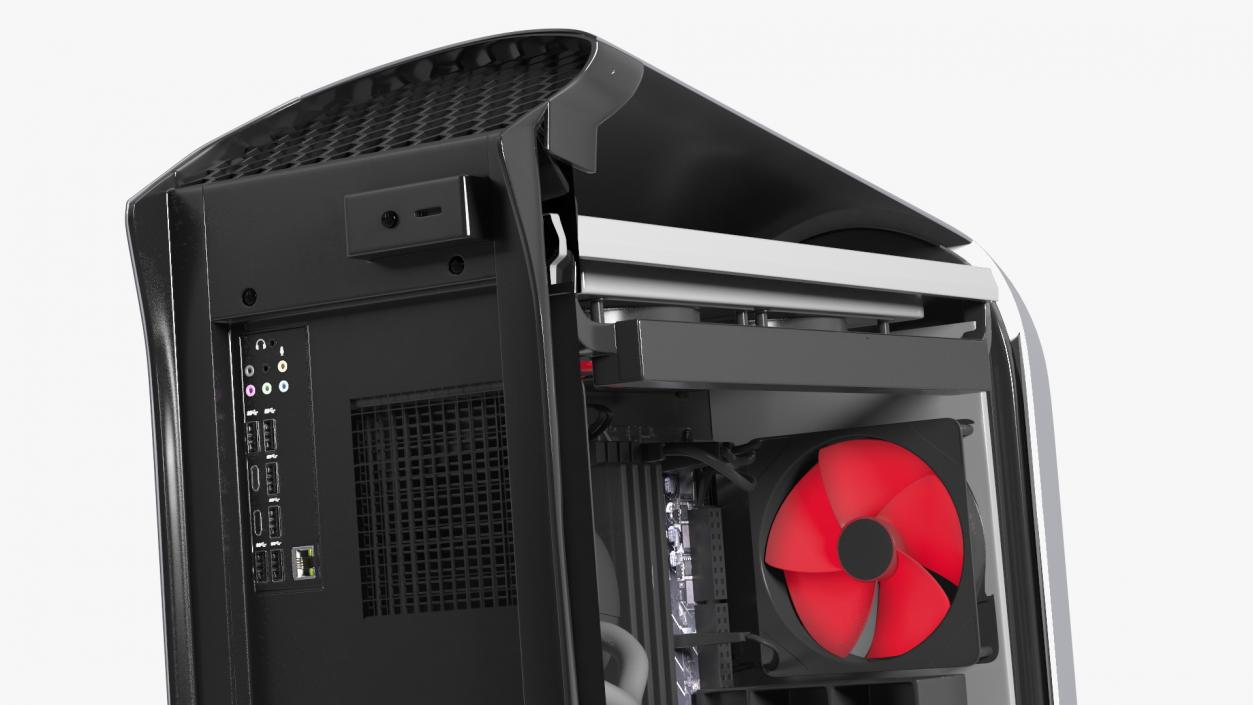 Liquid Cooled Gaming Desktop Red 3D