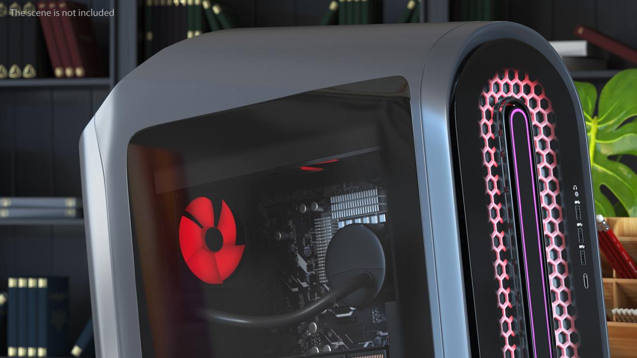 Liquid Cooled Gaming Desktop Red 3D