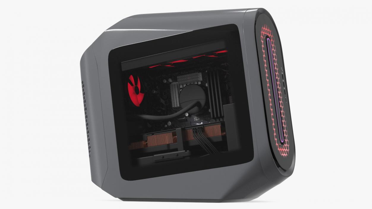 Liquid Cooled Gaming Desktop Red 3D