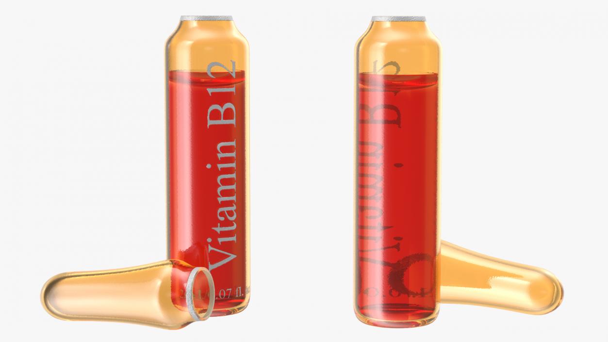 3D Vitamin B12 2ml Amber Ampoule Opened